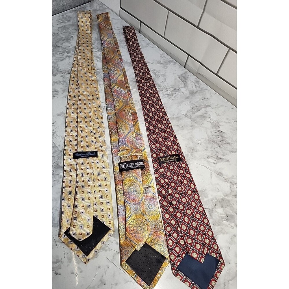 Lot Of 3 Men’s Colorful Neckties Business Church Party Wedding Dressy Handmade - Picture 4 of 4